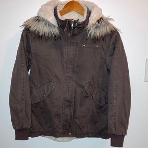 H&M Girls Hooded Utility Coat Jacket “The future is ours” US 11-12Y